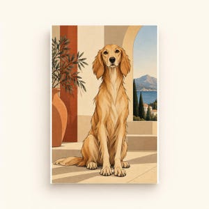 Mediterranean Golden Retriever — digital illustration shown as a display example. No physical item, frame or props included.