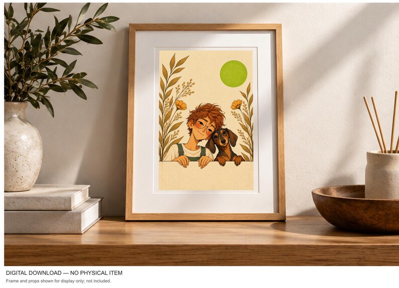 Green Sun Friendship — digital illustration shown as a display example. No physical item, frame or props included.