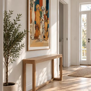 Six Dogs in a Mediterranean Courtyard — unframed fine art print. Frames and room accessories are not included.
