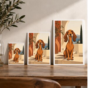 Mediterranean Dachshund — digital illustration shown as a display example. No physical item, frame or props included.