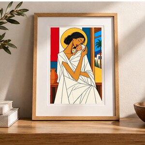 A Mother's Embrace — digital illustration shown as a display example. No physical item, frame or props included.