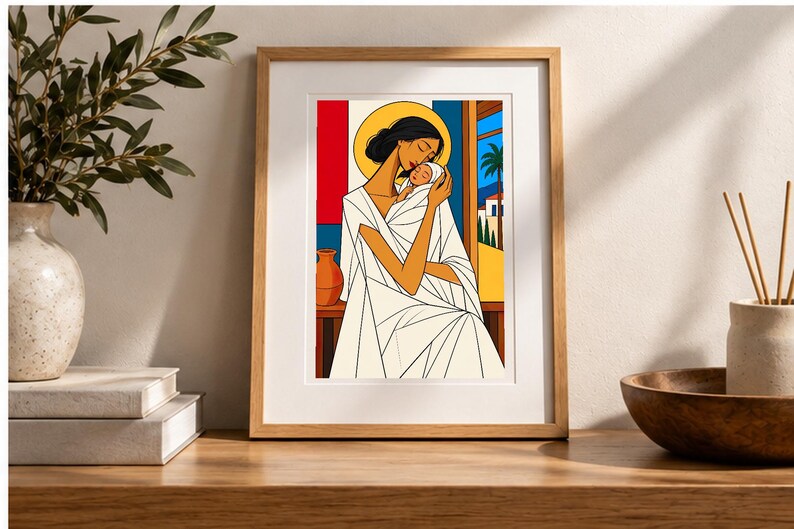 A Mother's Embrace — digital illustration shown as a display example. No physical item, frame or props included.