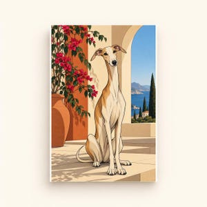 Mediterranean Greyhound — digital illustration shown as a display example. No physical item, frame or props included.
