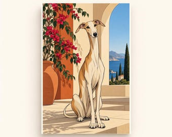 Mediterranean Greyhound Printable Wall Art, Colorful Digital Download, A4 A5 and 2:3 JPG Files