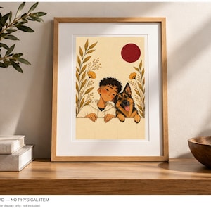 Friendship by the Garden Wall — digital illustration shown as a display example. No physical item, frame or props included.