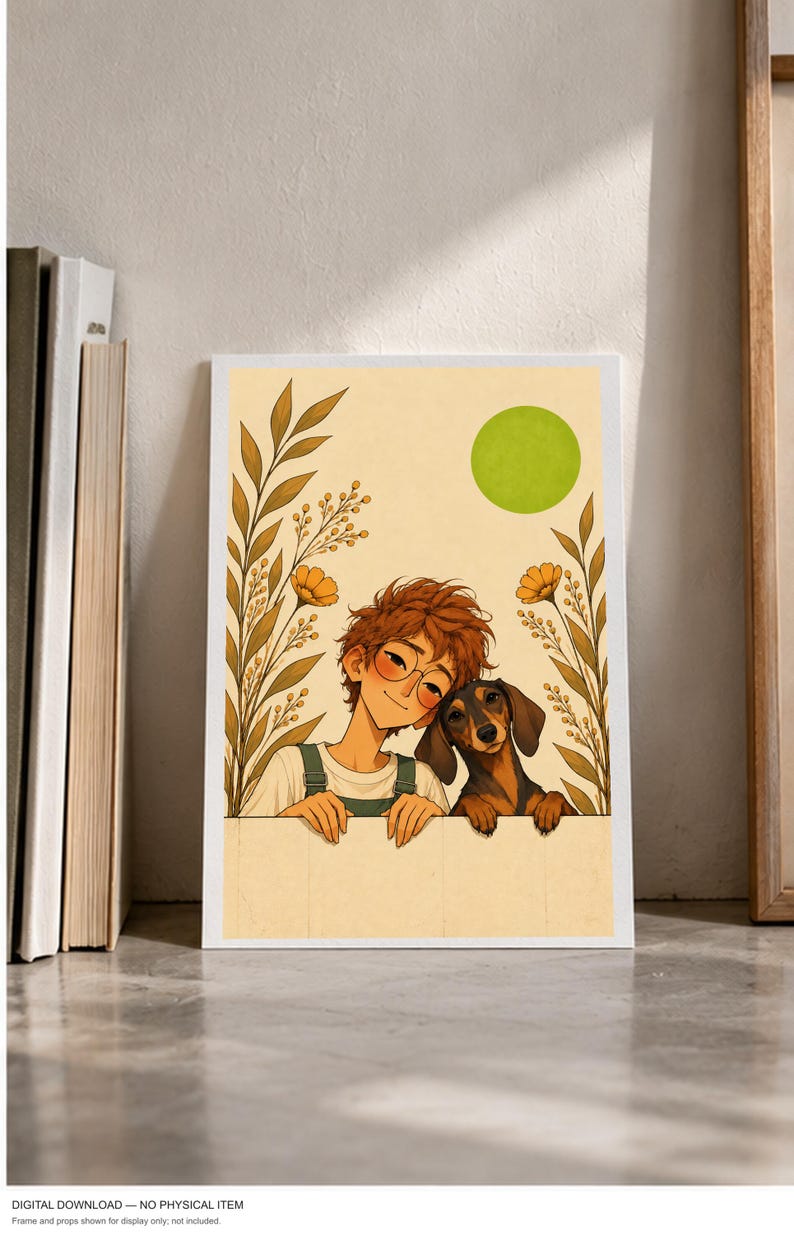 Green Sun Friendship — digital illustration shown as a display example. No physical item, frame or props included.