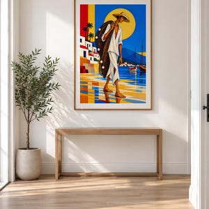 Fisherman by the Mediterranean Sea — unframed fine art print. Frames and room accessories are not included.
