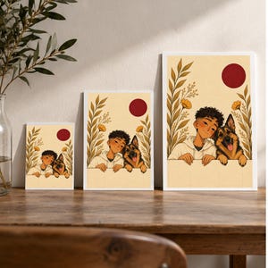 Friendship by the Garden Wall — digital illustration shown as a display example. No physical item, frame or props included.