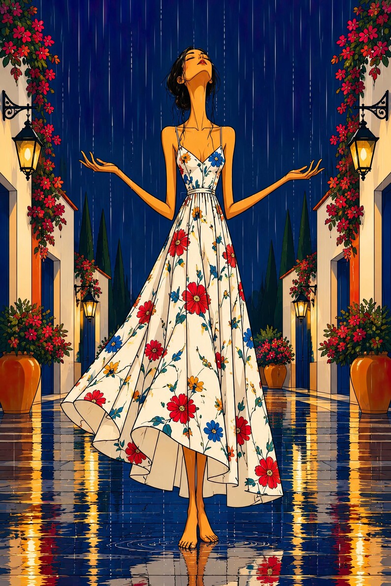 Serenity in the Rain — unframed fine art print. Frames and room accessories are not included.