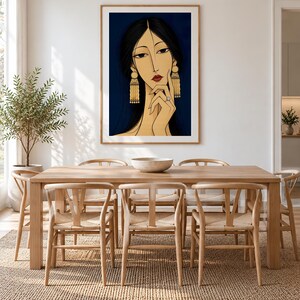 Woman with Golden Jewellery — unframed fine art print. Frames and room accessories are not included.