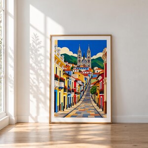 Street to the Cathedral — Quito, Ecuador — unframed fine art print. Frames and room accessories are not included.