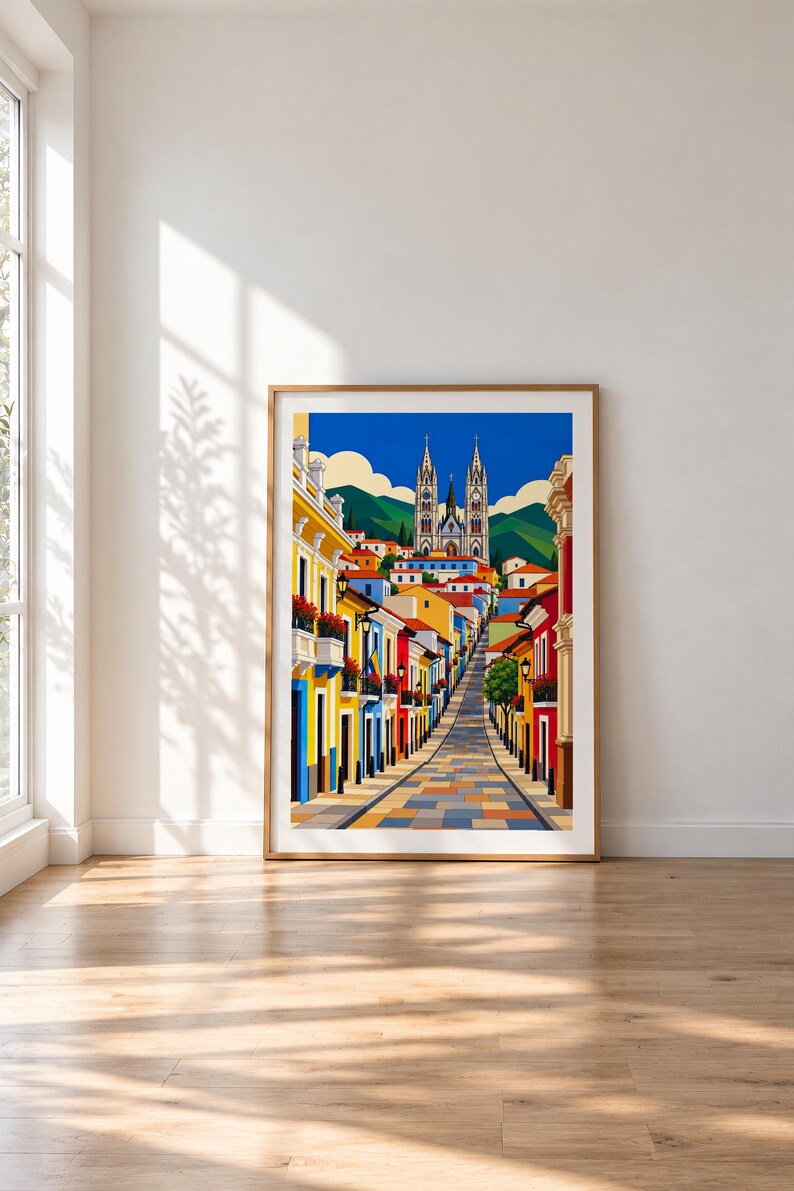 Street to the Cathedral — Quito, Ecuador — unframed fine art print. Frames and room accessories are not included.