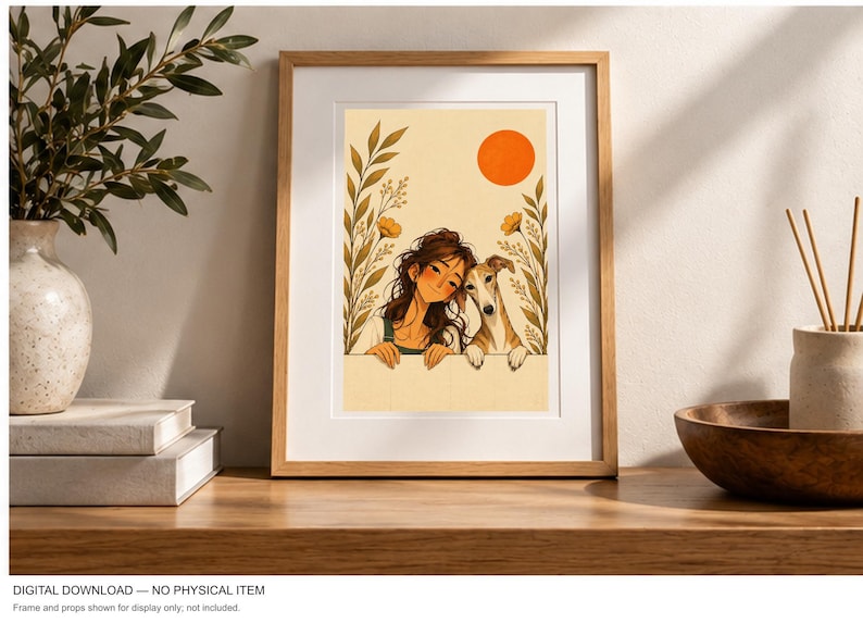 Autumn Friendship — digital illustration shown as a display example. No physical item, frame or props included.