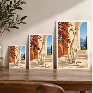 Mediterranean Greyhound — digital illustration shown as a display example. No physical item, frame or props included.