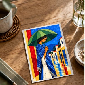 The Girl in the Rain — digital illustration shown as a display example. No physical item, frame or props included.