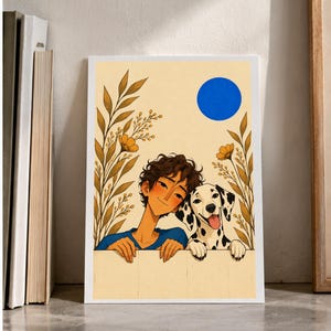 A Boy and His Dalmatian — digital illustration shown as a display example. No physical item, frame or props included.
