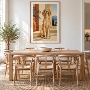 Mediterranean Golden Retriever — unframed fine art print. Frames and room accessories are not included.