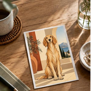Mediterranean Golden Retriever — digital illustration shown as a display example. No physical item, frame or props included.