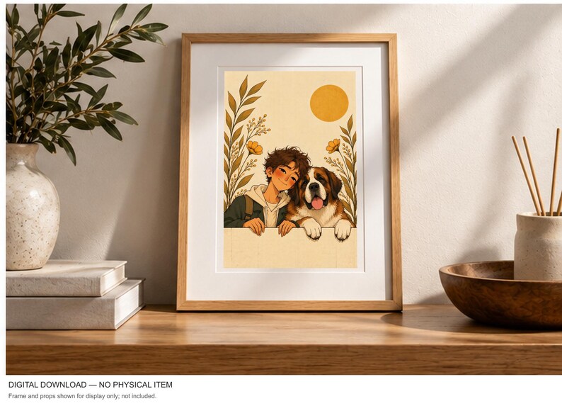 Golden Sun Friendship — digital illustration shown as a display example. No physical item, frame or props included.
