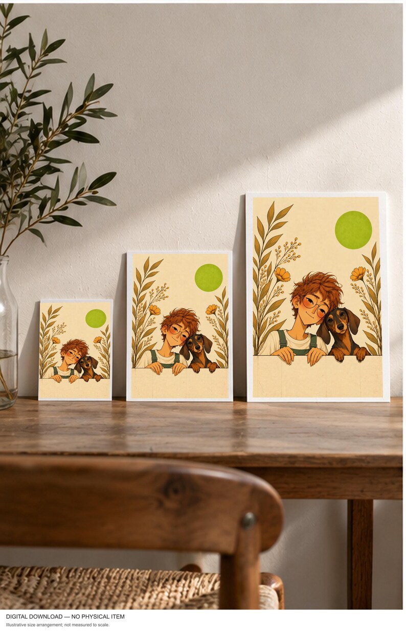 Green Sun Friendship — digital illustration shown as a display example. No physical item, frame or props included.