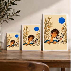 A Boy and His Dalmatian — digital illustration shown as a display example. No physical item, frame or props included.