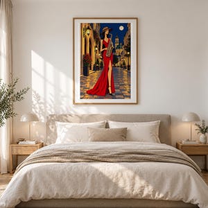 Saxophonist Under the Moon — unframed fine art print. Frames and room accessories are not included.