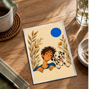 A Boy and His Dalmatian — digital illustration shown as a display example. No physical item, frame or props included.