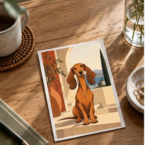 Mediterranean Dachshund — digital illustration shown as a display example. No physical item, frame or props included.