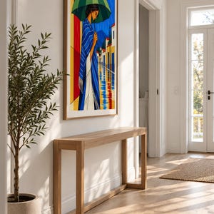 The Girl in the Rain — unframed fine art print. Frames and room accessories are not included.