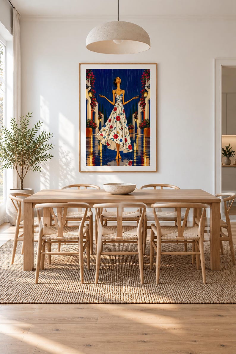 Serenity in the Rain — unframed fine art print. Frames and room accessories are not included.