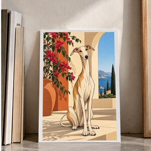 Mediterranean Greyhound — digital illustration shown as a display example. No physical item, frame or props included.