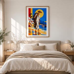 Fisherman by the Mediterranean Sea — unframed fine art print. Frames and room accessories are not included.