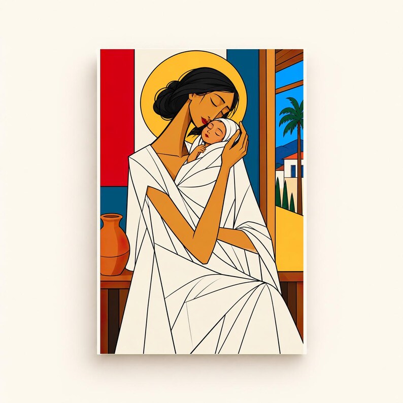 A Mother's Embrace — digital illustration shown as a display example. No physical item, frame or props included.