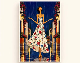 Serenity in the Rain Printable Wall Art, Colorful Digital Download, A4 A5 and 2:3 JPG Files