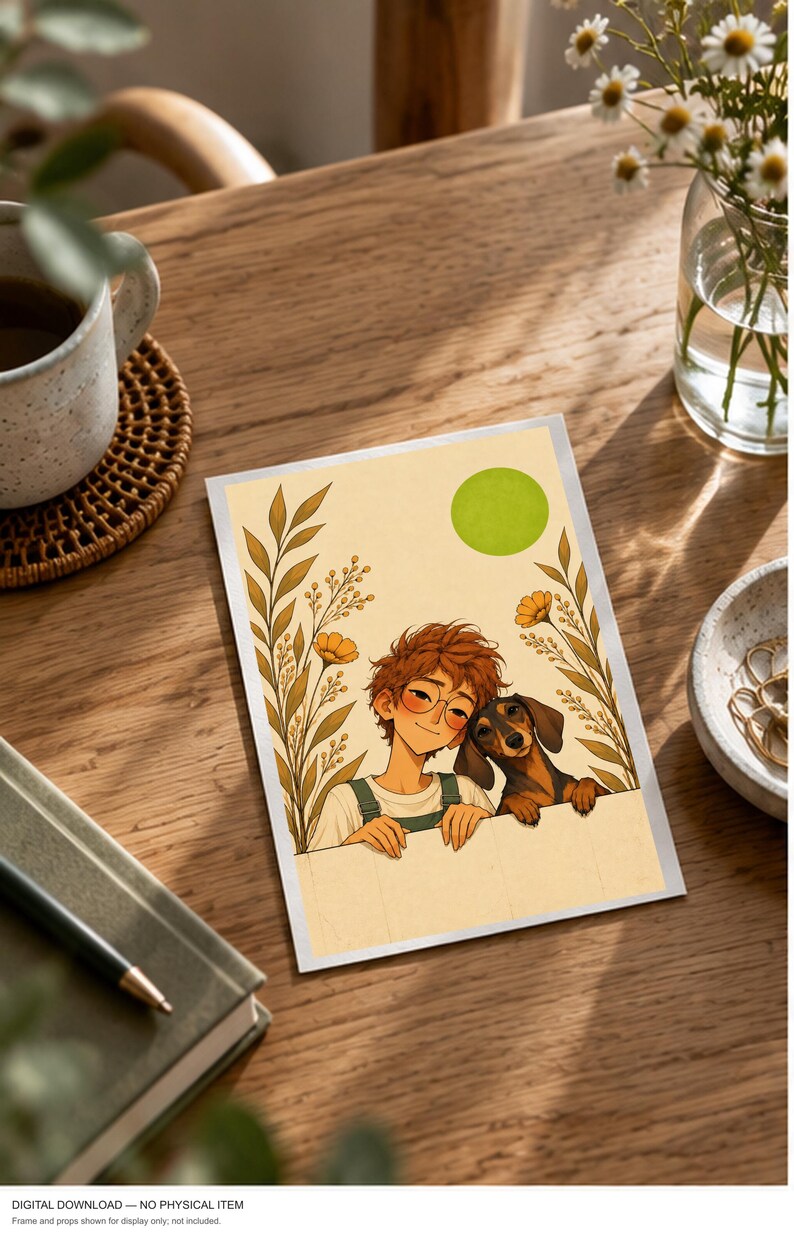 Green Sun Friendship — digital illustration shown as a display example. No physical item, frame or props included.