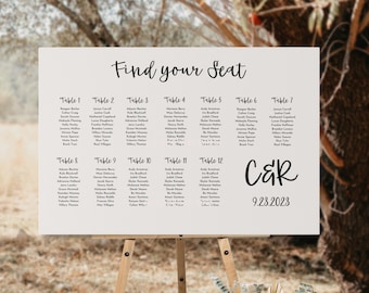 Wedding Seating Chart Canvas Sign Designed for You | Easy Lux Seating Sign | Rustic Farmhouse Guest Table Plan | Actual Sign Shipped to You