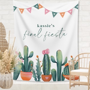 Boho Cactus Final Fiesta Bachelorette Custom Backdrop | Bachelorette Weekend Personalized Banner