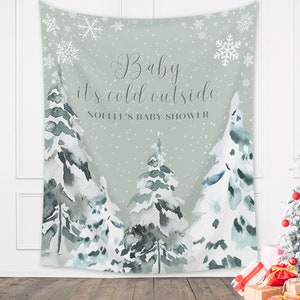 Baby It's Cold Outside Custom Baby Shower Banner | December Party Backdrop for Balloon Garland | Snowflake Winter Theme Baby Shower Décor