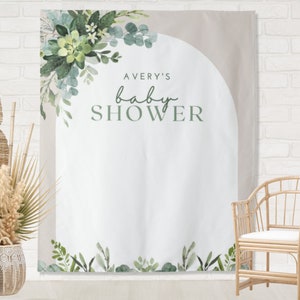 Acquarello Arco verde Sfondo personalizzato per baby shower / sfondo per feste personalizzate per bambino, ragazza o baby shower di genere neutro