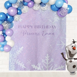 Frozen Inspired Custom Birthday Party Backdrop | Princess Elsa Winter Theme Birthday Décor