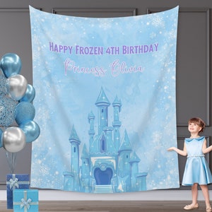 Frozen Birthday Party Banner | First Time in Four-Ever Banner | Completely Customizable Winter Birthday Décor | Personalized Princess Sign