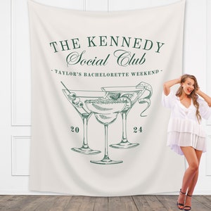 Custom Luxury Bachelorette Club Banner | Last Name Bridal Gift | Bachelorette Trip | Personalized Bride Hen Party Backdrop | Beach Club