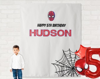 Custom Spiderman Birthday Backdrop | Personalized Superhero Photo Booth