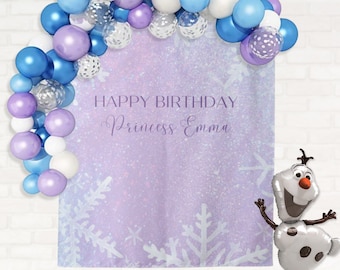 Frozen Inspired Custom Birthday Party Backdrop | Princess Elsa Winter Theme Birthday Décor