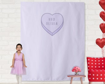 Custom Conversation Heart Birthday Backdrop | Personalized Valentine's Day Party or Shower Photo Booth