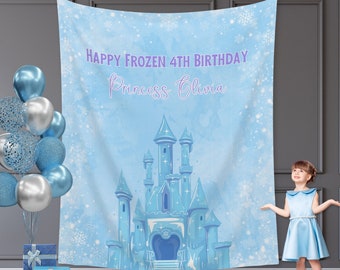Frozen Birthday Party Banner | First Time in Four-Ever Banner | Completely Customizable Winter Birthday Décor | Personalized Princess Sign