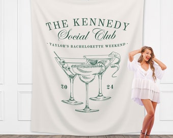 Custom Luxury Bachelorette Club Banner | Last Name Bridal Gift | Bachelorette Trip | Personalized Bride Hen Party Backdrop | Beach Club