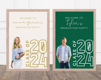 Class of 2024 Custom Graduation Party Welcome Sign | Personalized Congrats Grad School Colors Announcement | High School Grad | College Grad