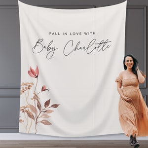 Fall in Love Banner Fall Party - Dusty Pink and Mauve Floral - Little Wildflower -  - October Baby Shower Décor - Simple Custom Backdrop - Bridal Shower - Engagement Party