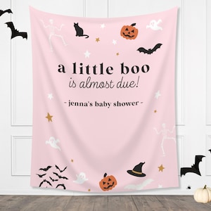 A Little Boo is Almost Due Halloween Baby Shower Backdrop | Customizable Baby Name Banner | Fall Gender Reveal or Baby Shower Décor